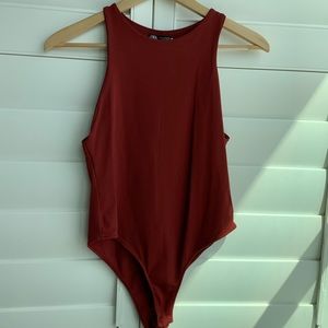Red Zara Sleeveless Bodysuit